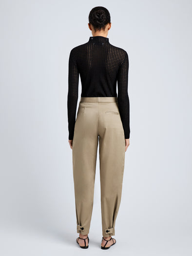 Proenza Schouler Back full length image of model wearing Zella Top in Check Merino in Black