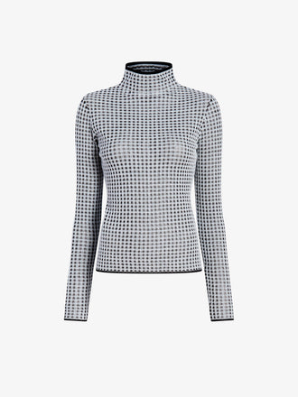 Proenza Schouler Still Life image of Zella Top in Check Merino in BlackJade