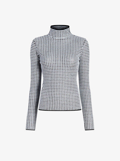 Proenza Schouler Still Life image of Zella Top in Check Merino in BlackJade