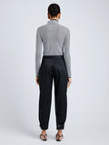Proenza Schouler Back full length image of model wearing Zella Top in Check Merino in BlackJade