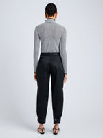 Proenza Schouler Back full length image of model wearing Zella Top in Check Merino in BlackJade