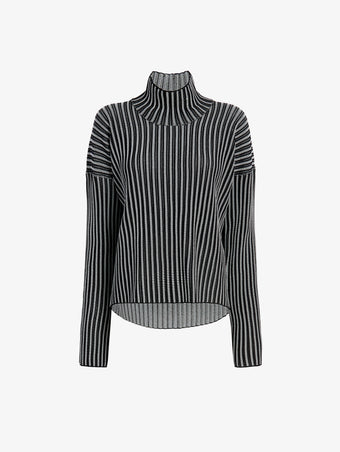 Proenza Schouler Still Life image of Elysia Sweater in Ladder Stripe Knits in BlackWhite