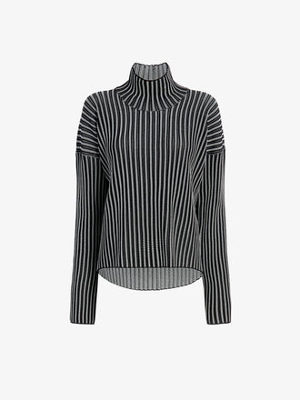 Proenza Schouler Still Life image of Elysia Sweater in Ladder Stripe Knits in BlackWhite