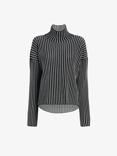 Proenza Schouler Still Life image of Elysia Sweater in Ladder Stripe Knits in BlackWhite
