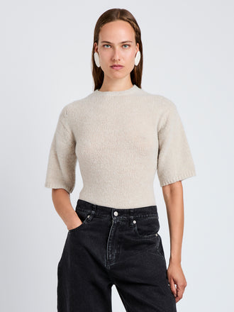 Proenza Schouler Front cropped image of model wearing Dana Sweater in Wool in Off White