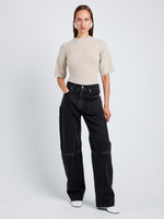 Proenza Schouler Front full length image of model wearing Dana Sweater in Wool in Off White