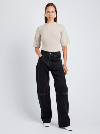 Proenza Schouler Front full length image of model wearing Dana Sweater in Wool in Off White