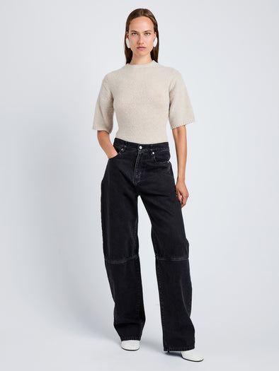 Proenza Schouler Front full length image of model wearing Dana Sweater in Wool in Off White