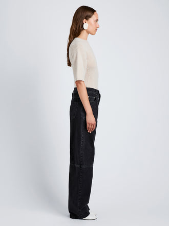 Proenza Schouler Side full length image of model wearing Dana Sweater in Wool in Off White