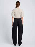 Proenza Schouler Back full length image of model wearing Dana Sweater in Wool in Off White