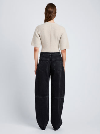 Proenza Schouler Back full length image of model wearing Dana Sweater in Wool in Off White