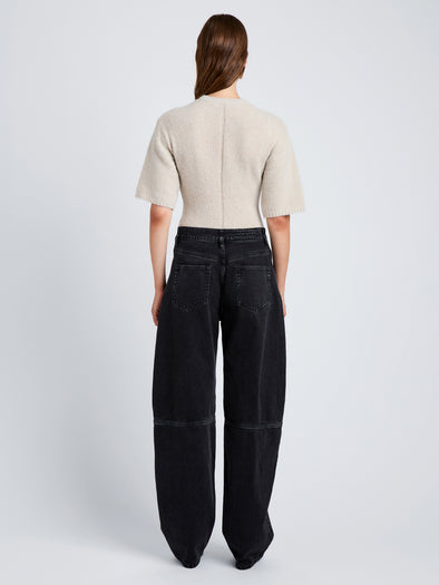Proenza Schouler Back full length image of model wearing Dana Sweater in Wool in Off White