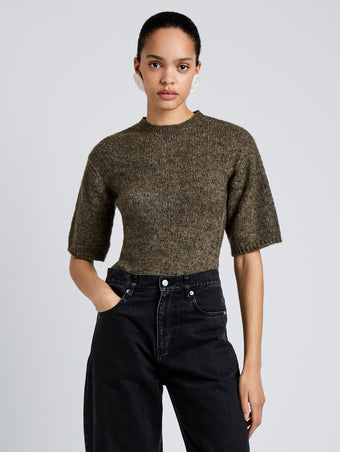 Proenza Schouler Front cropped image of model wearing Dana Sweater in Wool in Branch