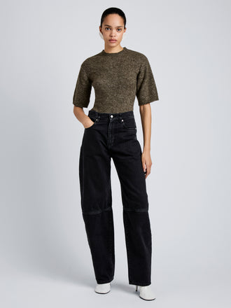 Proenza Schouler Front full length image of model wearing Dana Sweater in Wool in Branch