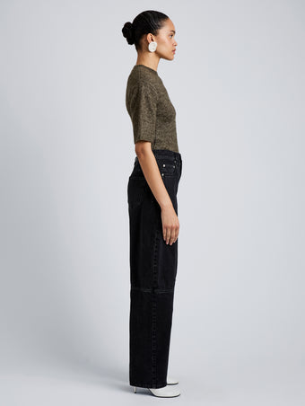 Proenza Schouler Side full length image of model wearing Dana Sweater in Wool in Branch