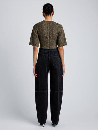 Proenza Schouler Back full length image of model wearing Dana Sweater in Wool in Branch