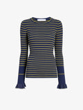 Proenza Schouler Still Life image of Yasmine Sweater in Multi Stripe Knit in NavyYellow