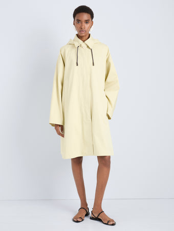 Proenza Schouler Front full length image of model wearing Camryn Trench in Outerwear Cotton in Straw