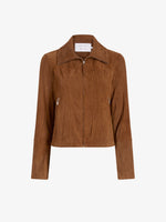 Proenza Schouler Still Life image of Tarin Jacket in Crinkled Suede in Tobacco