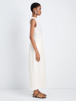 Proenza Schouler Side full length image of model wearing Zoira Dress in Textured Cotton in Off White