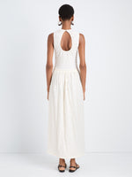 Proenza Schouler Back full length image of model wearing Zoira Dress in Textured Cotton in Off White