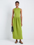 Proenza Schouler Front full length image of model wearing Zoira Dress in Textured Cotton in Apple