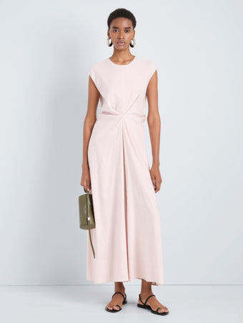Proenza Schouler Front full length image of model wearing Miranda Dress in Linen Slub in Orchid