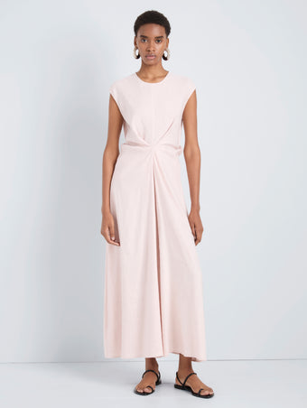 Proenza Schouler Front full length image of model wearing Miranda Dress in Linen Slub in Orchid