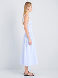 Proenza Schouler Side full length image of model wearing Kendall Dress in Tech Cotton in Sky