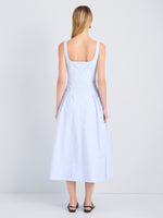 Proenza Schouler Back full length image of model wearing Kendall Dress in Tech Cotton in Sky