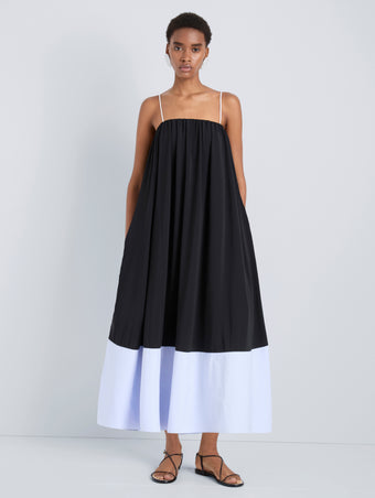 Proenza Schouler Front full length image of model wearing Saria Dress in Crepe Jersey in BlackSky