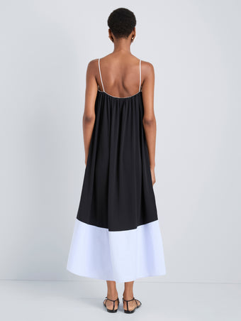 Proenza Schouler Back full length image of model wearing Saria Dress in Crepe Jersey in BlackSky