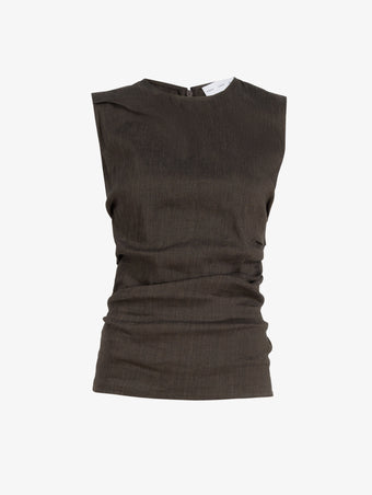 Proenza Schouler Still Life image of Anoushka Top in Linen Slub in Coffee