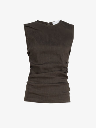 Proenza Schouler Still Life image of Anoushka Top in Linen Slub in Coffee