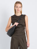 Proenza Schouler Front cropped image of model wearing Anoushka Top in Linen Slub in Coffee