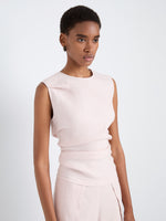 Proenza Schouler Front cropped image of model wearing Anoushka Top in Linen Slub in Orchid