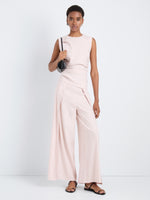 Proenza Schouler Front full length image of model wearing Anoushka Top in Linen Slub in Orchid