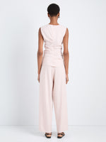 Proenza Schouler Back full length image of model wearing Anoushka Top in Linen Slub in Orchid