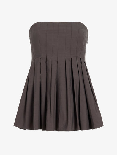 Proenza Schouler Still Life image of Avine Top in Rumpled Cotton in Coffee