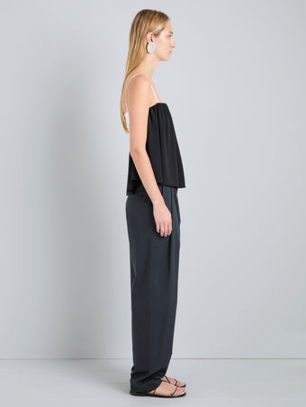 Proenza Schouler Side full length image of model wearing Vanna Top in Soft Jersey in BlackWhite