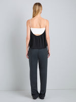 Proenza Schouler Back full length image of model wearing Vanna Top in Soft Jersey in BlackWhite