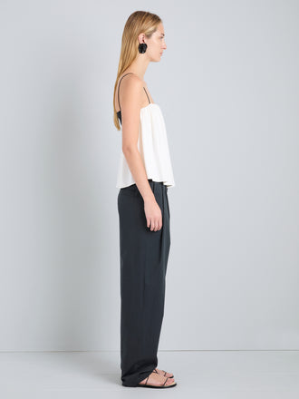 Proenza Schouler Side full length image of model wearing Vanna Top in Soft Jersey in WhiteBlack