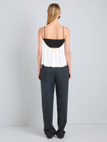 Proenza Schouler Back full length image of model wearing Vanna Top in Soft Jersey in WhiteBlack