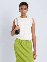 Proenza Schouler Front cropped image of model wearing Bradley Crewneck in Textured Cotton in Off White