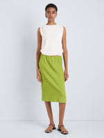 Proenza Schouler Front full length image of model wearing Bradley Crewneck in Textured Cotton in Off White