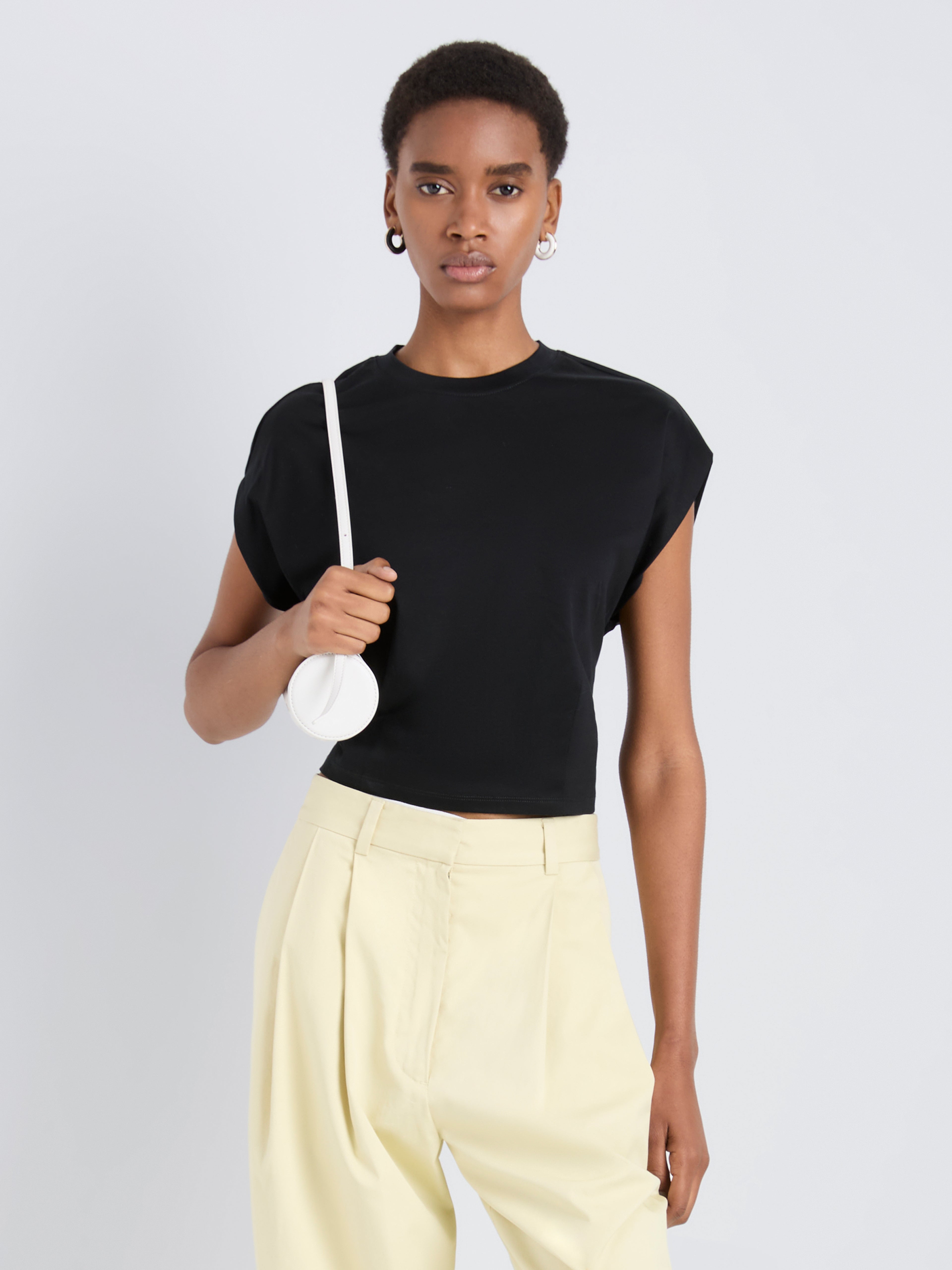 pois ブラウスtee ブラック ポワ Proenza Schouler White Label Reeva Tee - Black | Proenza Schouler