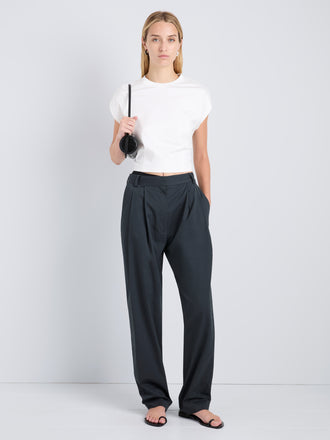 Proenza Schouler Front full length image of model wearing Taya Pant in Outerwear Cotton in Vulcan