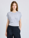 Proenza Schouler Cropped Front On Model image of the Reeva Tee in Marled Jersey in Grey Melange