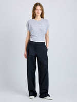Proenza Schouler Front On Model image of the Reeva Tee in Marled Jersey in Grey Melange