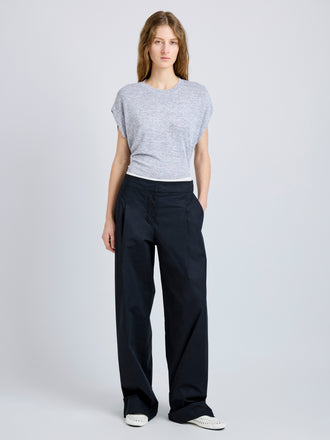 Proenza Schouler Front On Model image of the Reeva Tee in Marled Jersey in Grey Melange